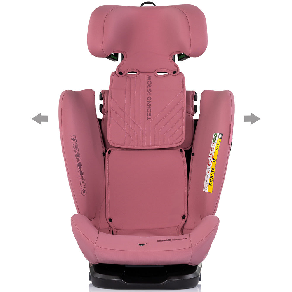 Chipolino scaun auto Techno iGrow I-Size 40-150 cm cu Isofix si sezut rotativ Powder pink