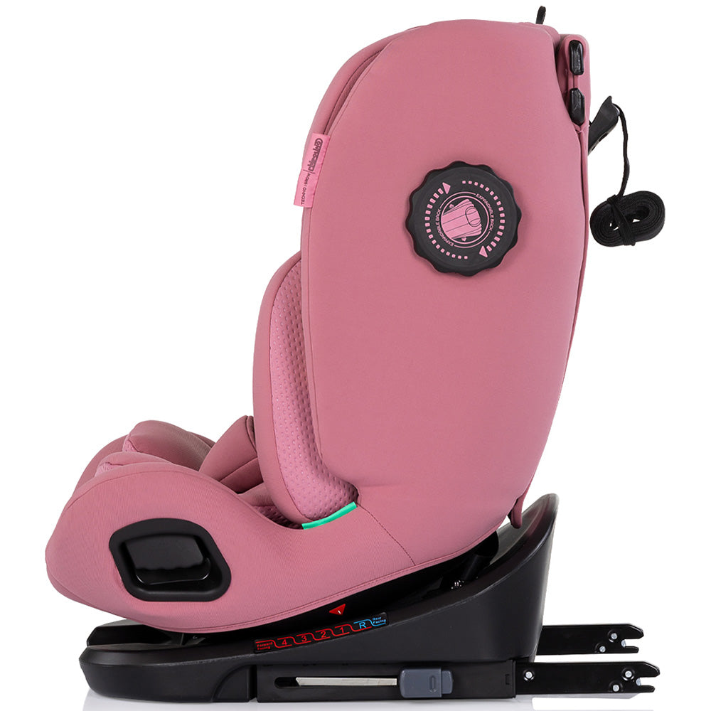 Chipolino scaun auto Techno iGrow I-Size 40-150 cm cu Isofix si sezut rotativ Powder pink