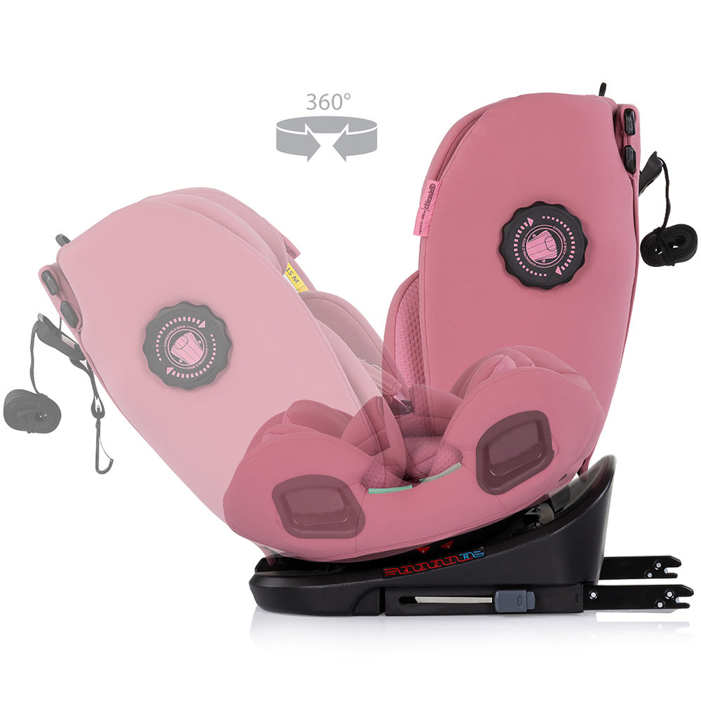 Chipolino scaun auto Techno iGrow I-Size 40-150 cm cu Isofix si sezut rotativ Powder pink