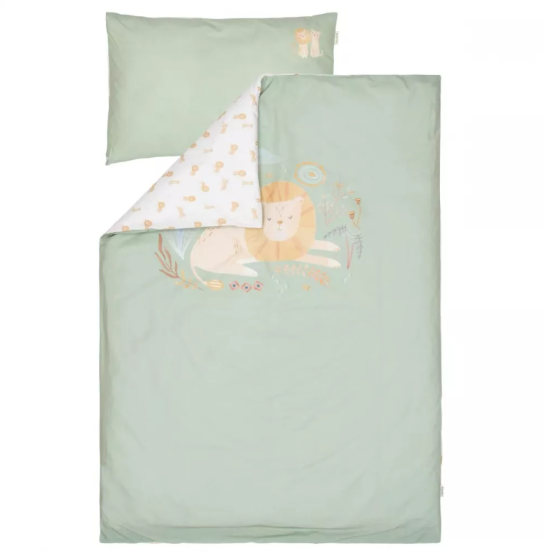 Little Dutch lenjerie pat din bumbac organic 140x110 cm 0m+ Safari Leo