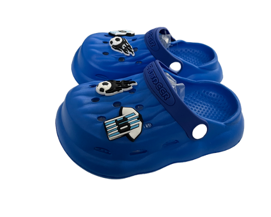 Super Cool papuci baieti tip saboti 24-29 Blue cu fotbal