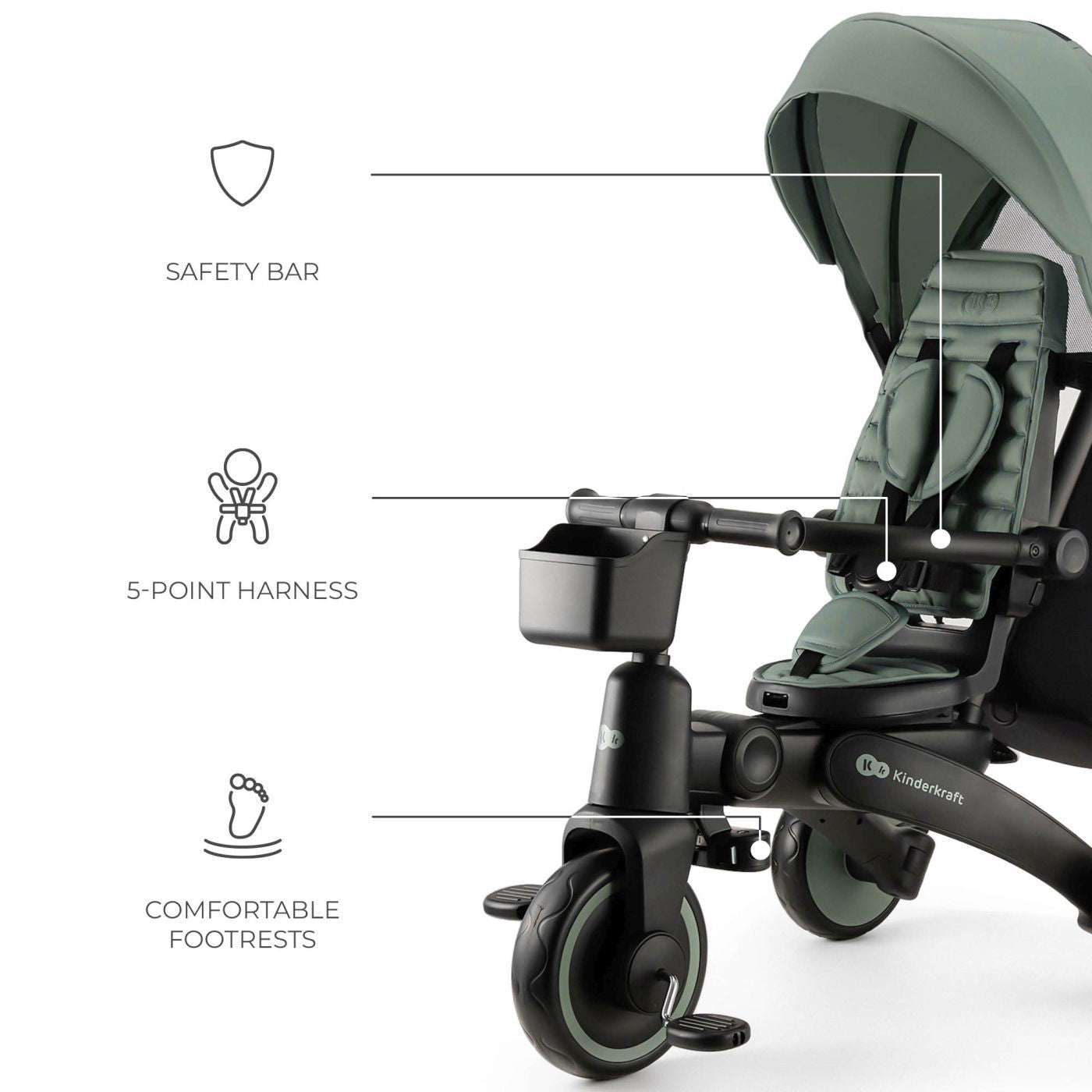 Kinderkraft tricicleta JAZZ 2 pentru 9m+ Green