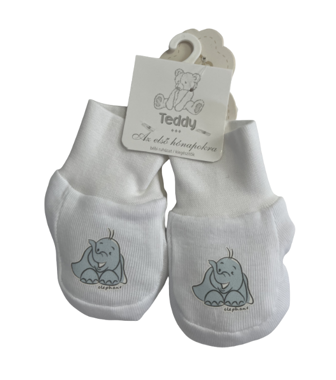Teddy botosei bebelusi din bumbac, Alb cu elefant albastru Imagine principală a produsului