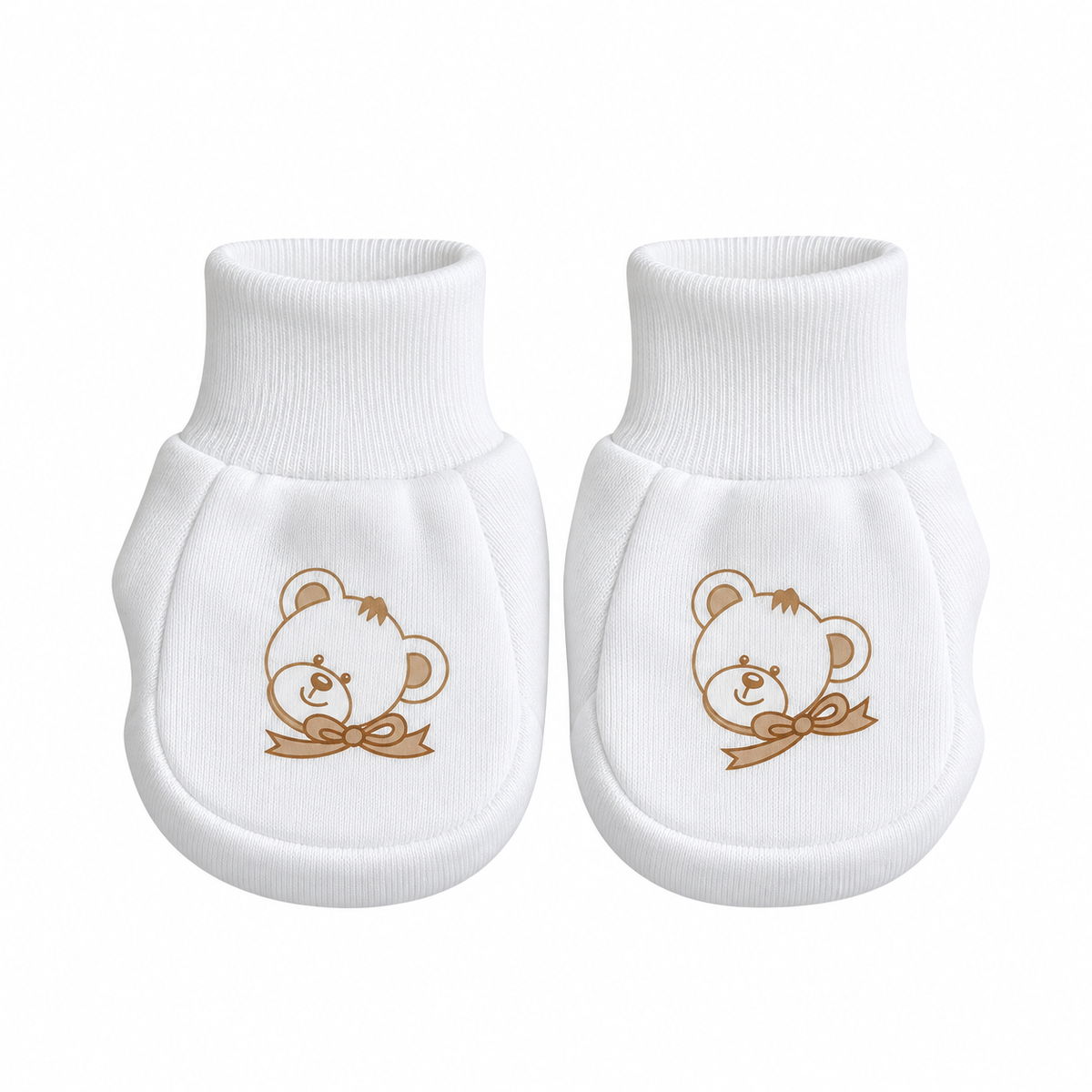 Teddy botosei bebelusi din bumbac, Alb cu ursulet cream