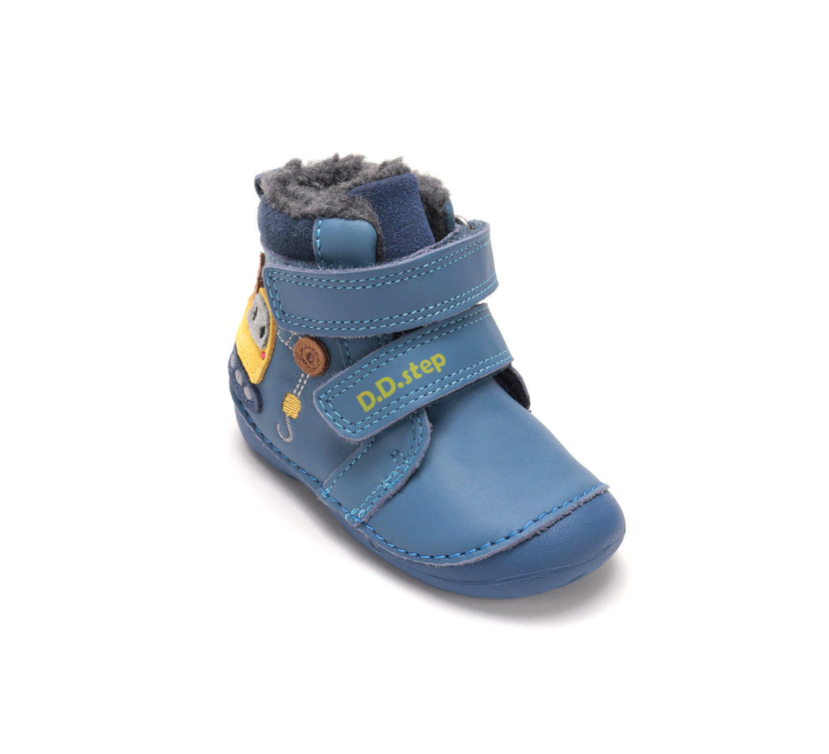 D.D.Step ghete baieti imblanite Primii Pasi 19-24 Aero Blue cu Excavator