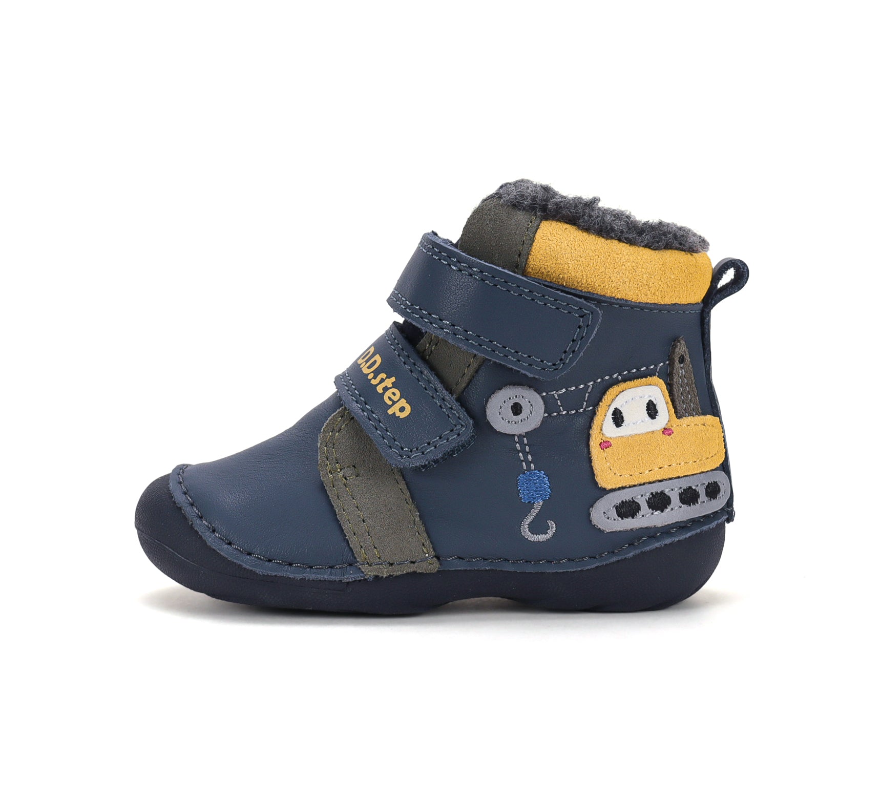 D.D.Step ghete baieti imblanite Primii Pasi 19-24 Royal Blue cu Excavator Imagine secundară a produsului