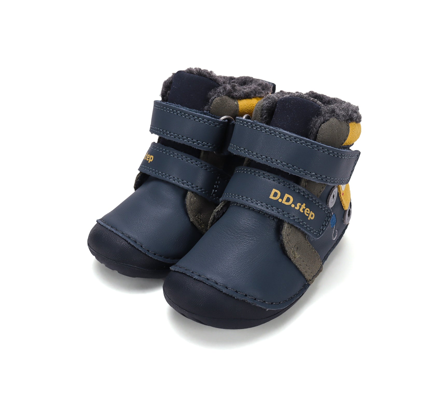 D.D.Step ghete baieti imblanite Primii Pasi 19-24 Royal Blue cu Excavator