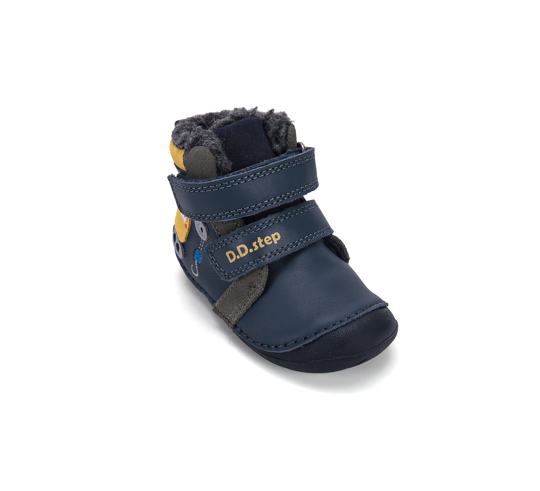 D.D.Step ghete baieti imblanite Primii Pasi 19-24 Royal Blue cu Excavator