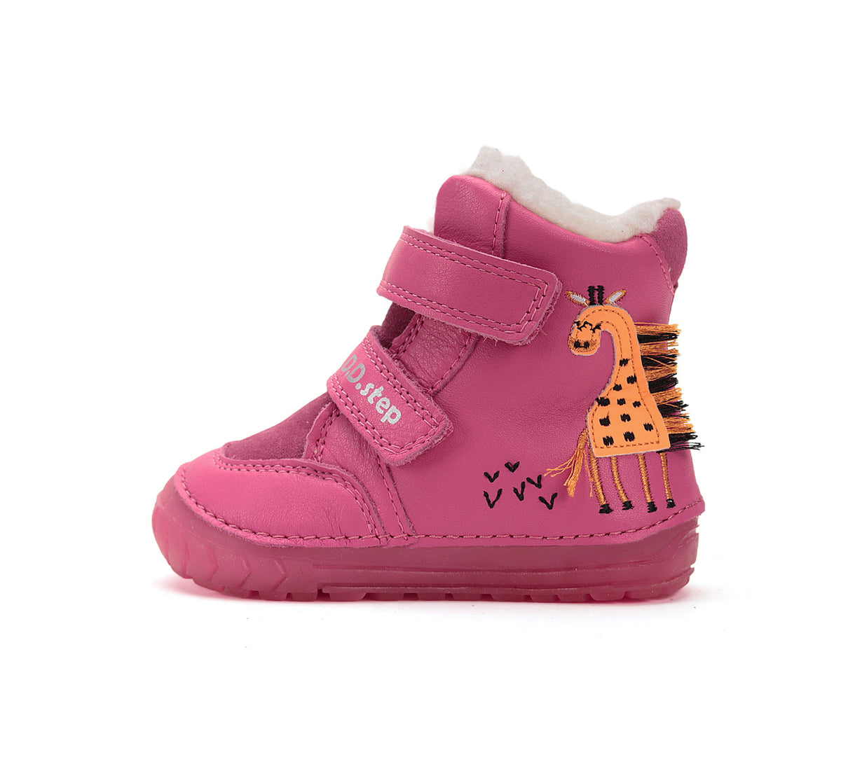 D.D.Step ghete fete imblanite cu talpa fluorescenta 19-24 Pink cu girafa