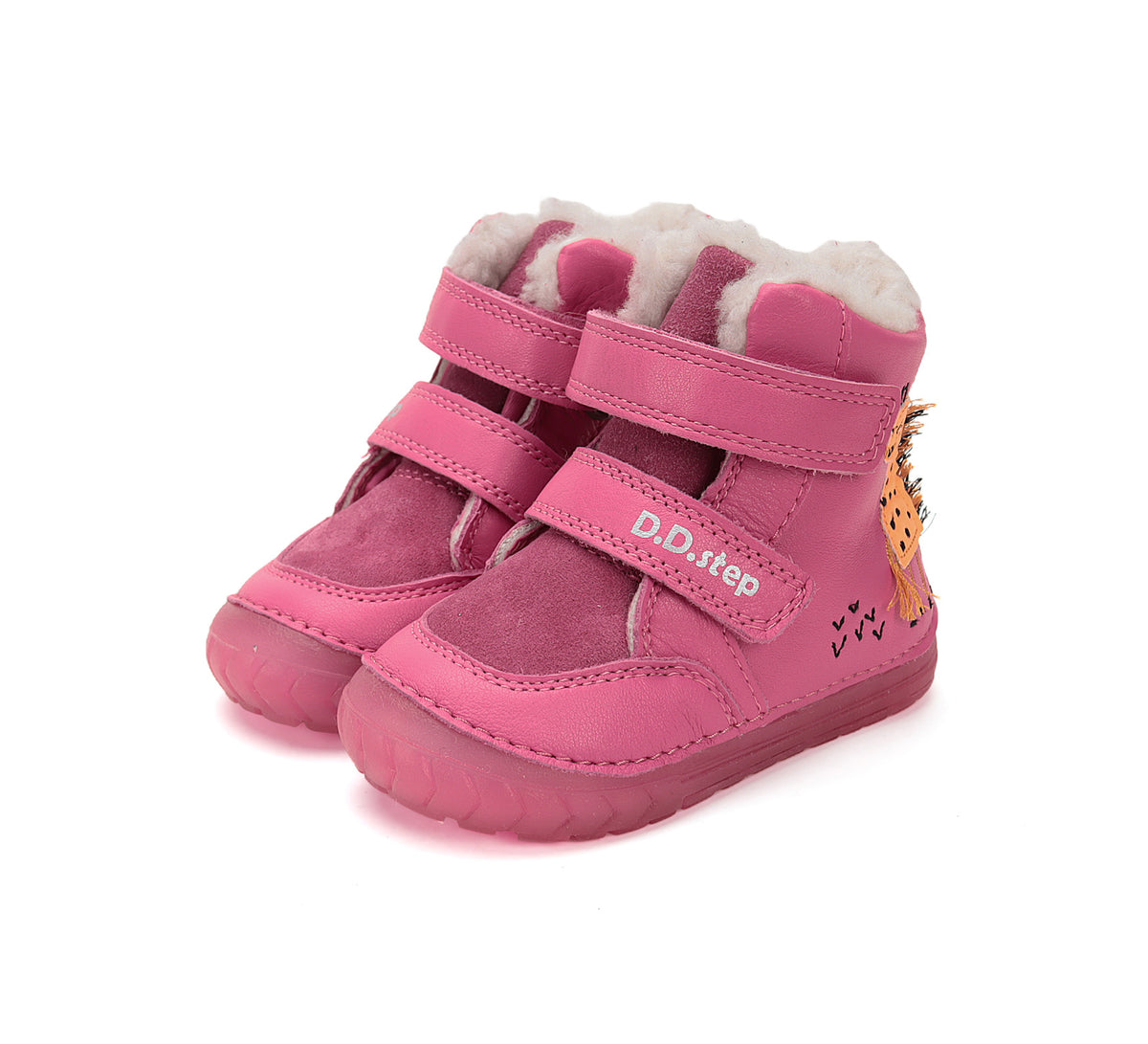 D.D.Step ghete fete imblanite cu talpa fluorescenta 19-24 Pink cu girafa Imagine principală a produsului
