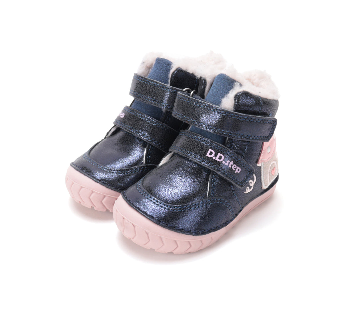 D.D.Step ghete fete imblanite 19-24 Royal Blue cu casuta cipercuta