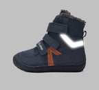 D.D.Step ghete baieti Barefoot captusite 31-36 Royal Blue cu dunga portocalie