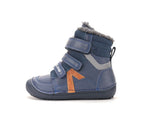 D.D.Step ghete baieti Barefoot captusite 31-36 Royal Blue cu dunga portocalie