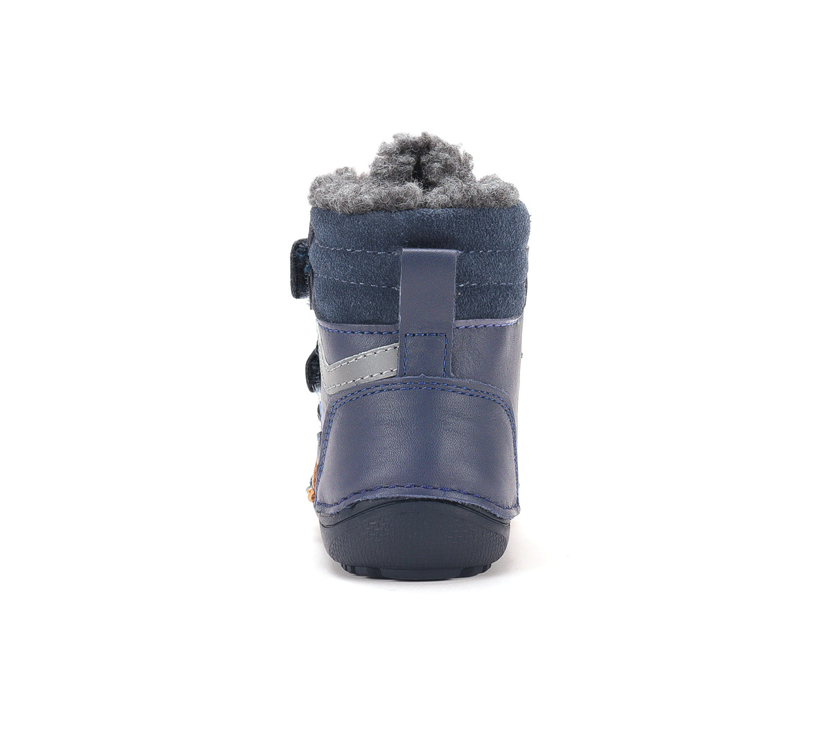 D.D.Step ghete baieti Barefoot captusite 31-36 Royal Blue cu dunga portocalie