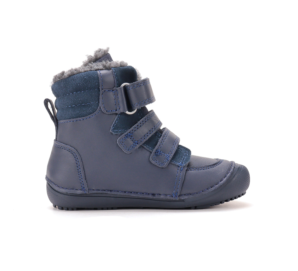 D.D.Step ghete baieti Barefoot captusite 31-36 Royal Blue cu dunga portocalie