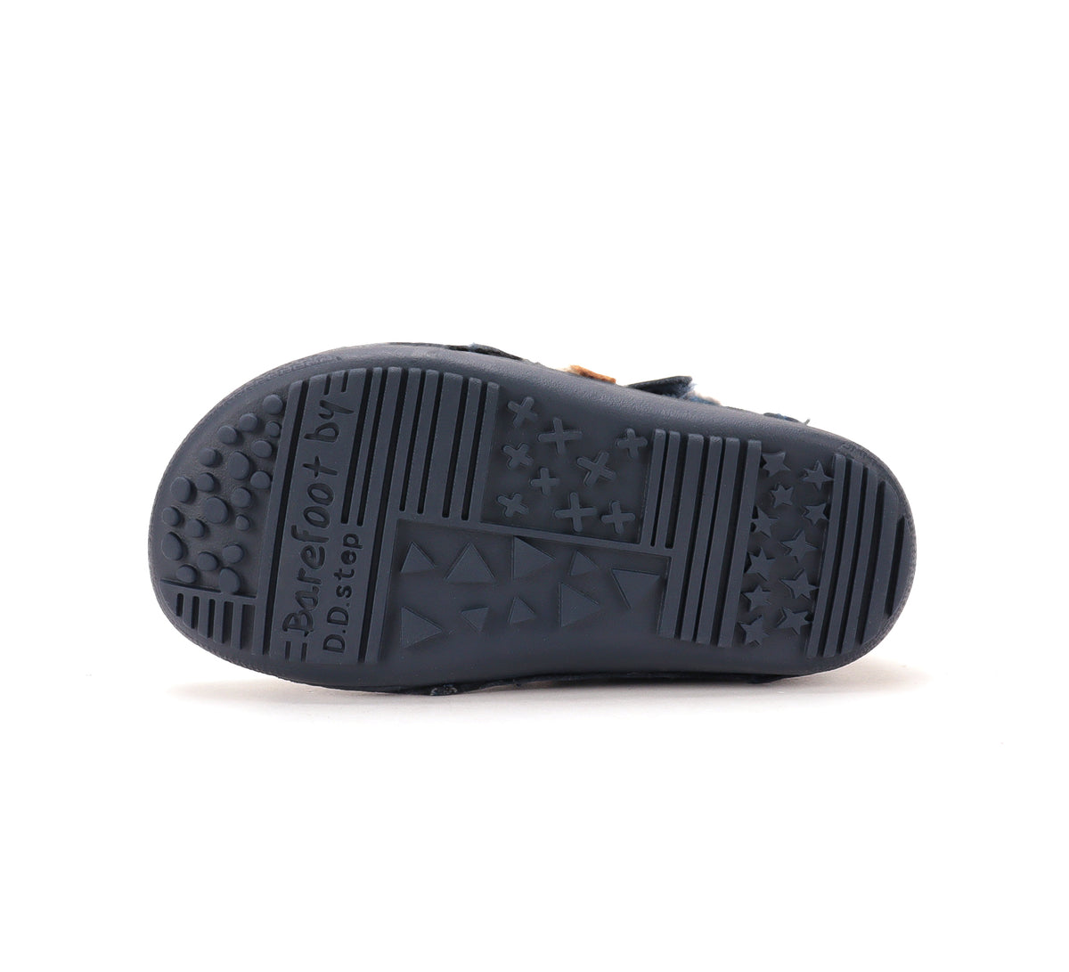 D.D.Step ghete baieti Barefoot captusite 31-36 Royal Blue cu dunga portocalie