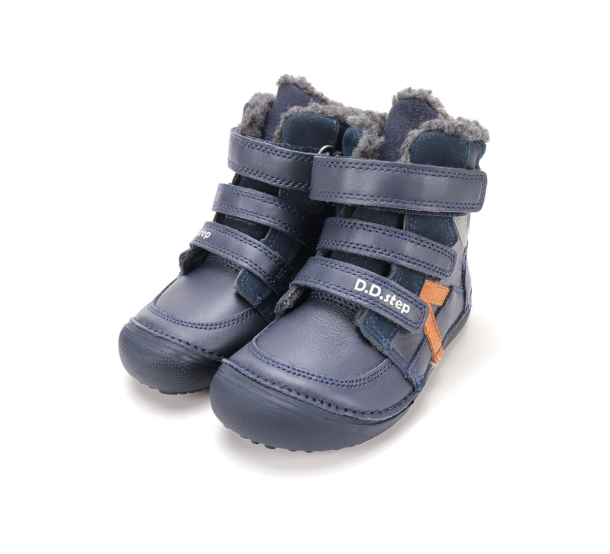D.D.Step ghete baieti Barefoot captusite 31-36 Royal Blue cu dunga portocalie Imagine principală a produsului