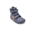 D.D.Step ghete baieti Barefoot captusite 31-36 Royal Blue cu dunga portocalie