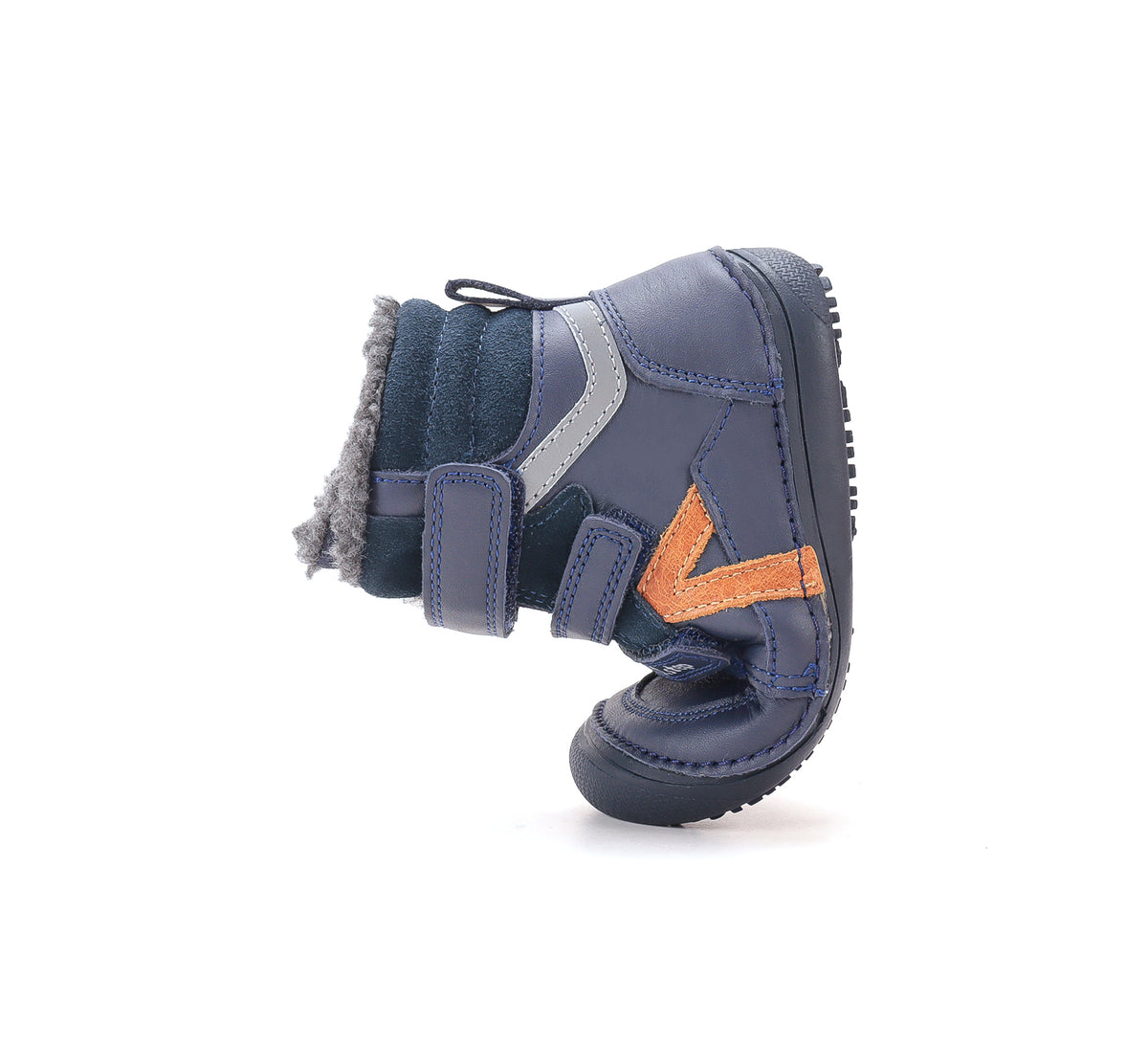 D.D.Step ghete baieti Barefoot captusite 31-36 Royal Blue cu dunga portocalie