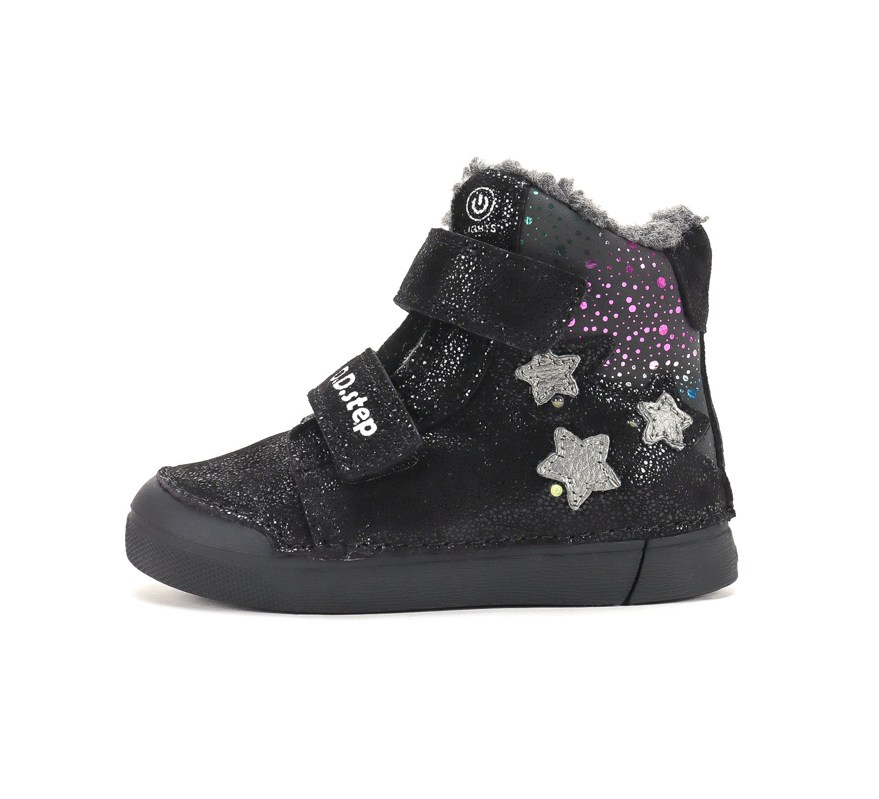 D.D.Step ghete fete imblanite cu LED 25-30 Black cu stelute Imagine secundară a produsului