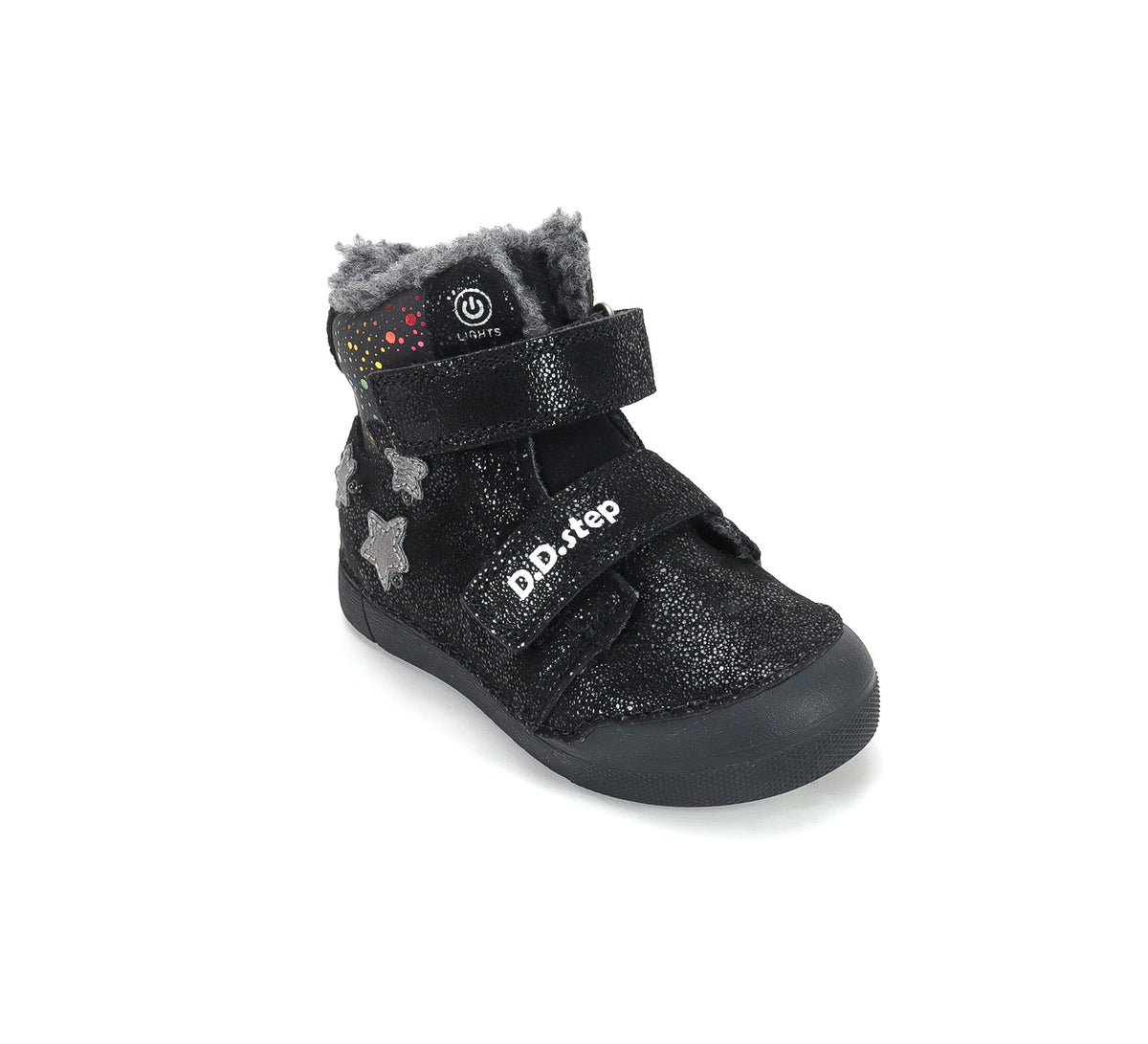 D.D.Step ghete fete imblanite cu LED 25-30 Black cu stelute