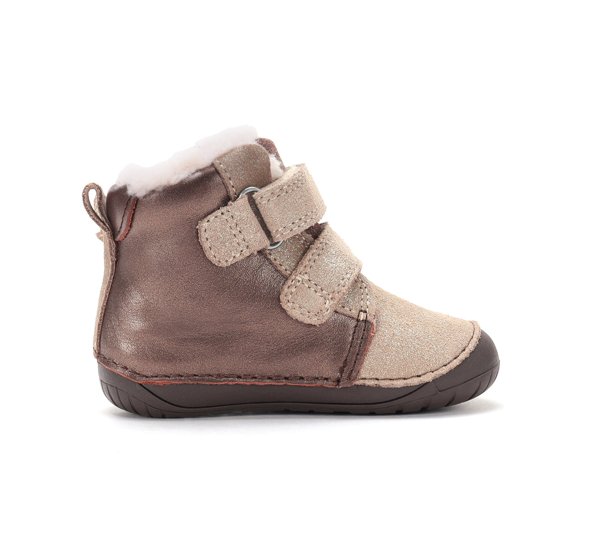 D.D.Step ghete fete Barefoot imblanite 20-25 Chocolate cu ingeras