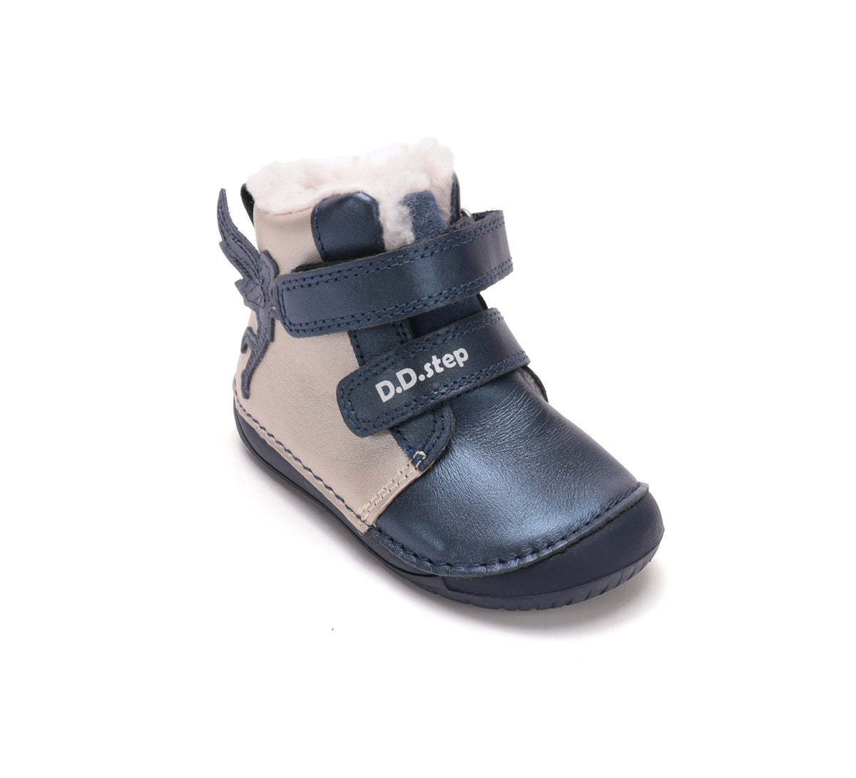 D.D.Step ghete fete Barefoot imblanite 20-25 Cobalt cu ingeras