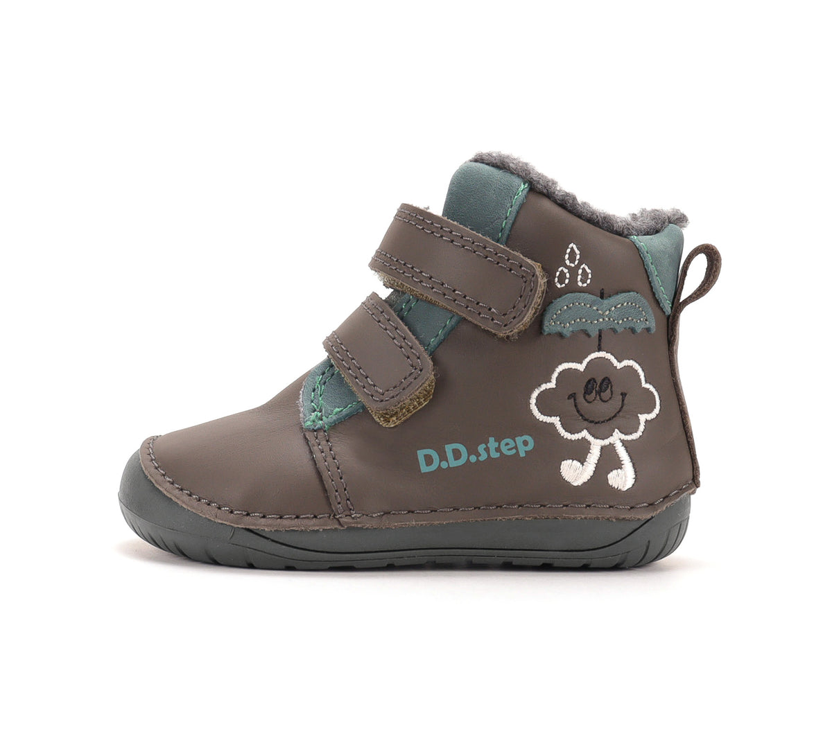D.D.Step ghete baieti Barefoot imblanite 20-25 Chocolate cu norisor