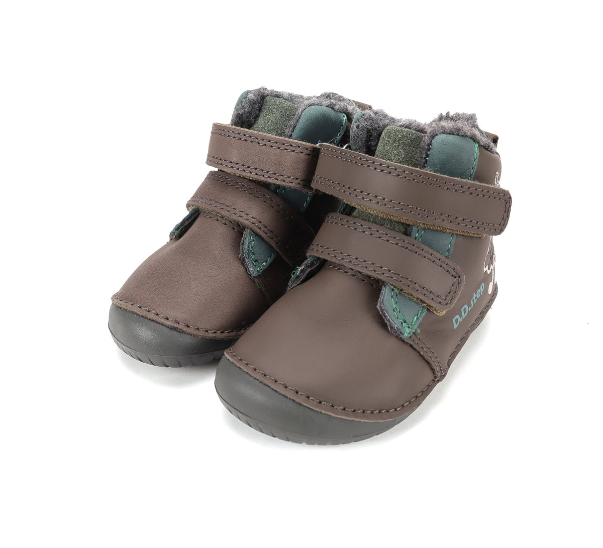 D.D.Step ghete baieti Barefoot imblanite 20-25 Chocolate cu norisor