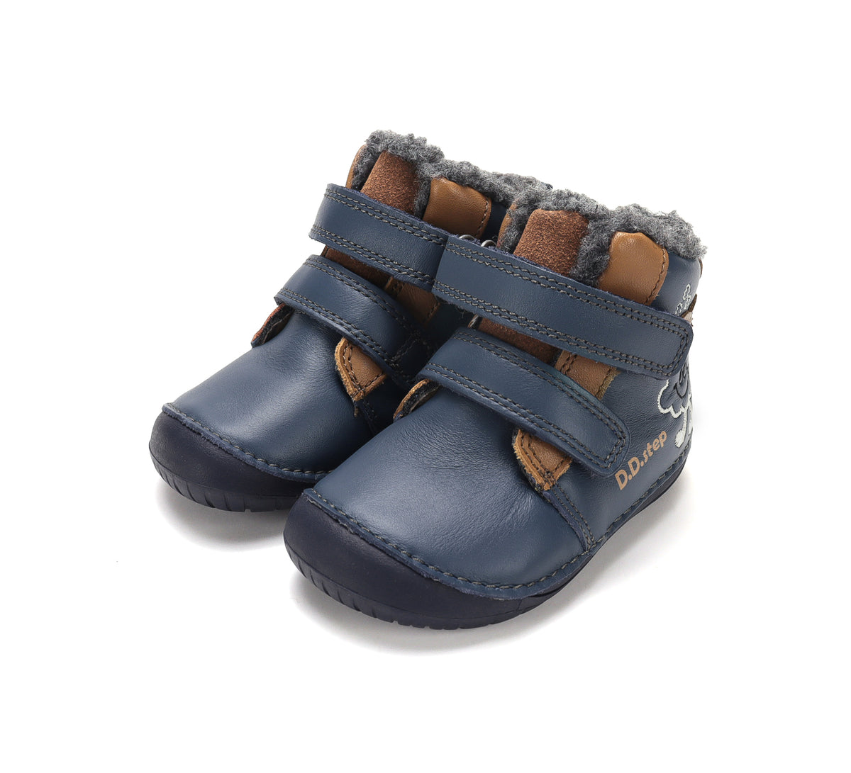 D.D.Step ghete baieti Barefoot imblanite 20-25 Royal Blue cu norisor Imagine principală a produsului