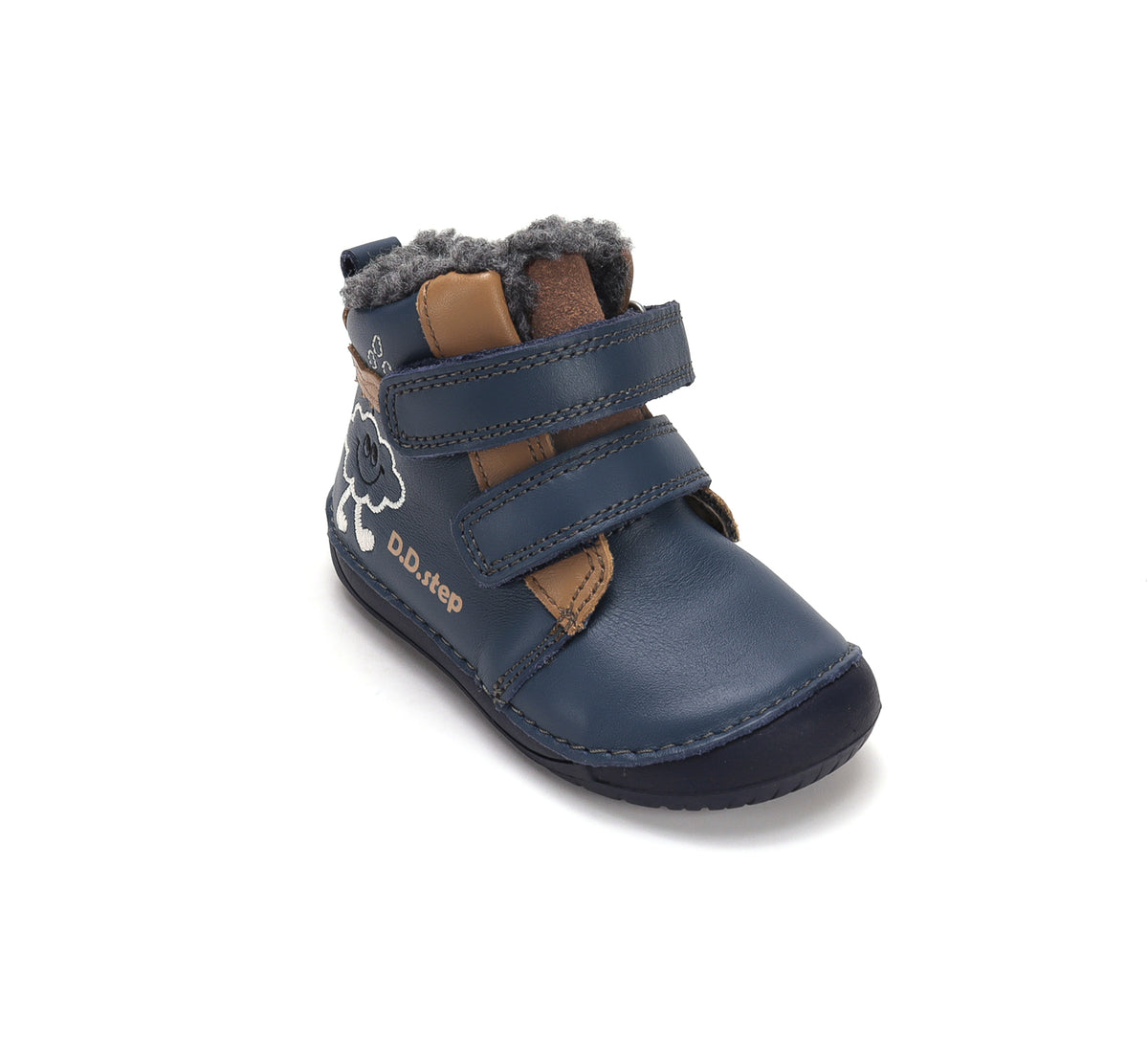 D.D.Step ghete baieti Barefoot imblanite 20-25 Royal Blue cu norisor