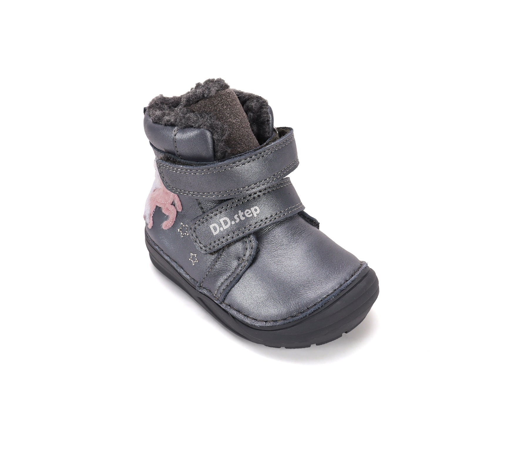D.D.Step ghete fete imblanite 20-25 Metallic Grey cu unicorn