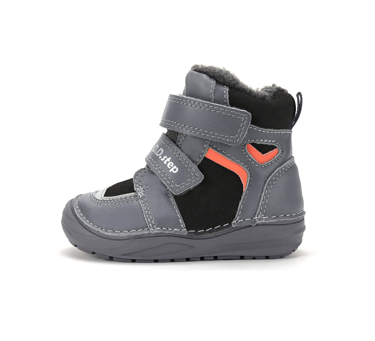 D.D.Step ghete baieti imblanite 20-31 Dove Grey cu negru
