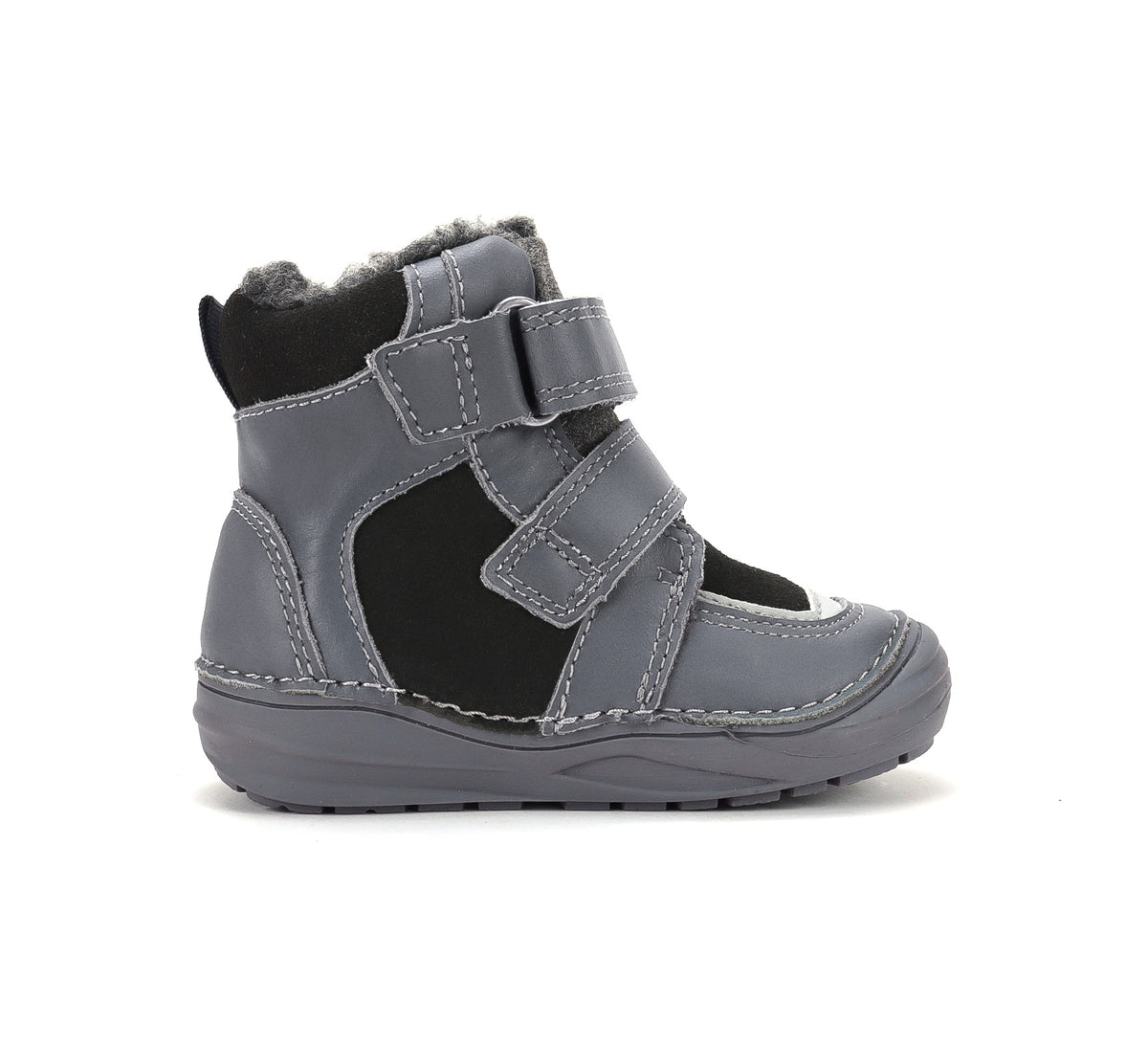 D.D.Step ghete baieti imblanite 20-31 Dove Grey cu negru