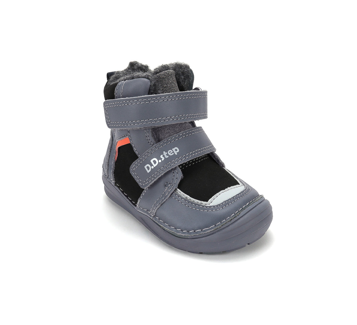D.D.Step ghete baieti imblanite 20-31 Dove Grey cu negru
