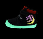 D.D.Step ghete baieti Barefoot imblanite cu talpa fluorescenta 20-25 Dark Grey cu lup