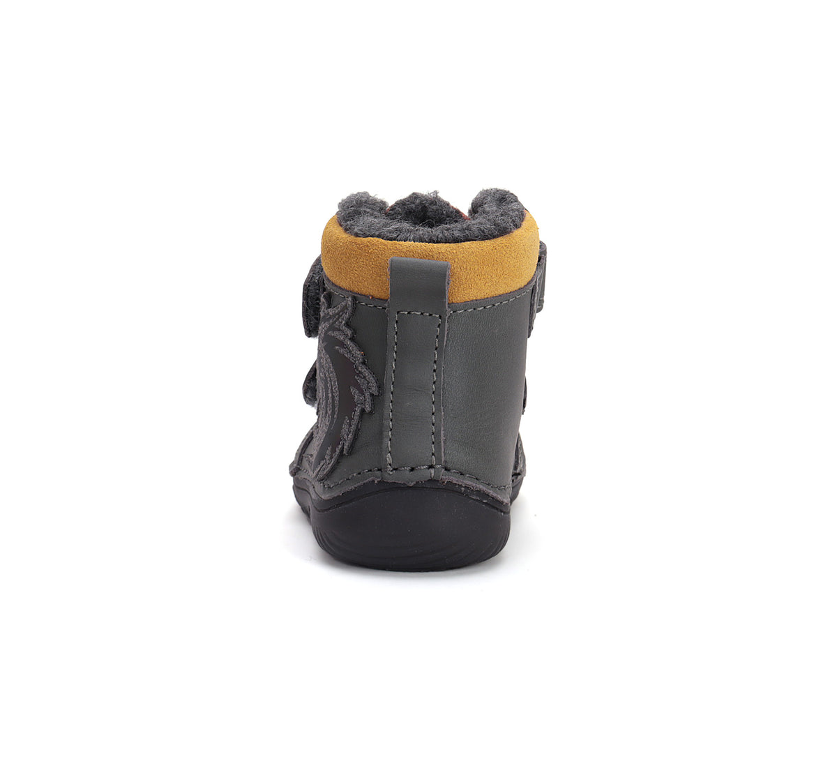 D.D.Step ghete baieti Barefoot imblanite cu talpa fluorescenta 20-25 Dark Grey cu lup