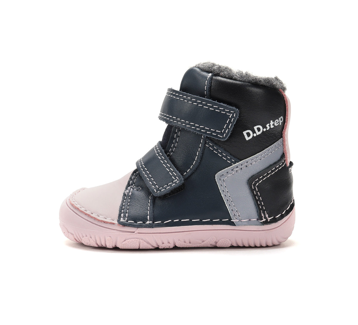 D.D.Step ghete fete Barefoot imblanite 26-31 Royal Blue cu roz
