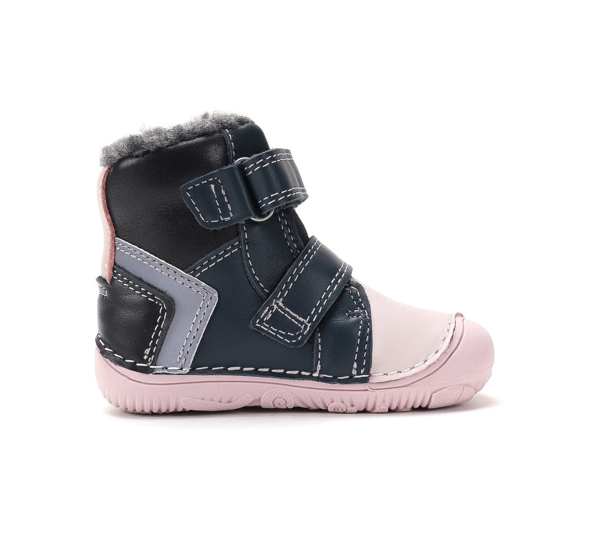 D.D.Step ghete fete Barefoot imblanite 26-31 Royal Blue cu roz