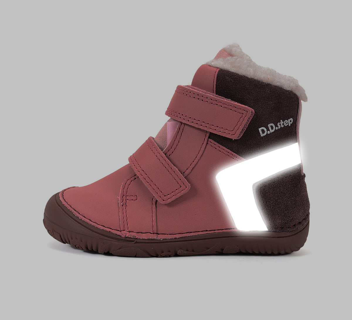 D.D.Step ghete fete Barefoot imblanite 26-31 Raspberry cu maroniu