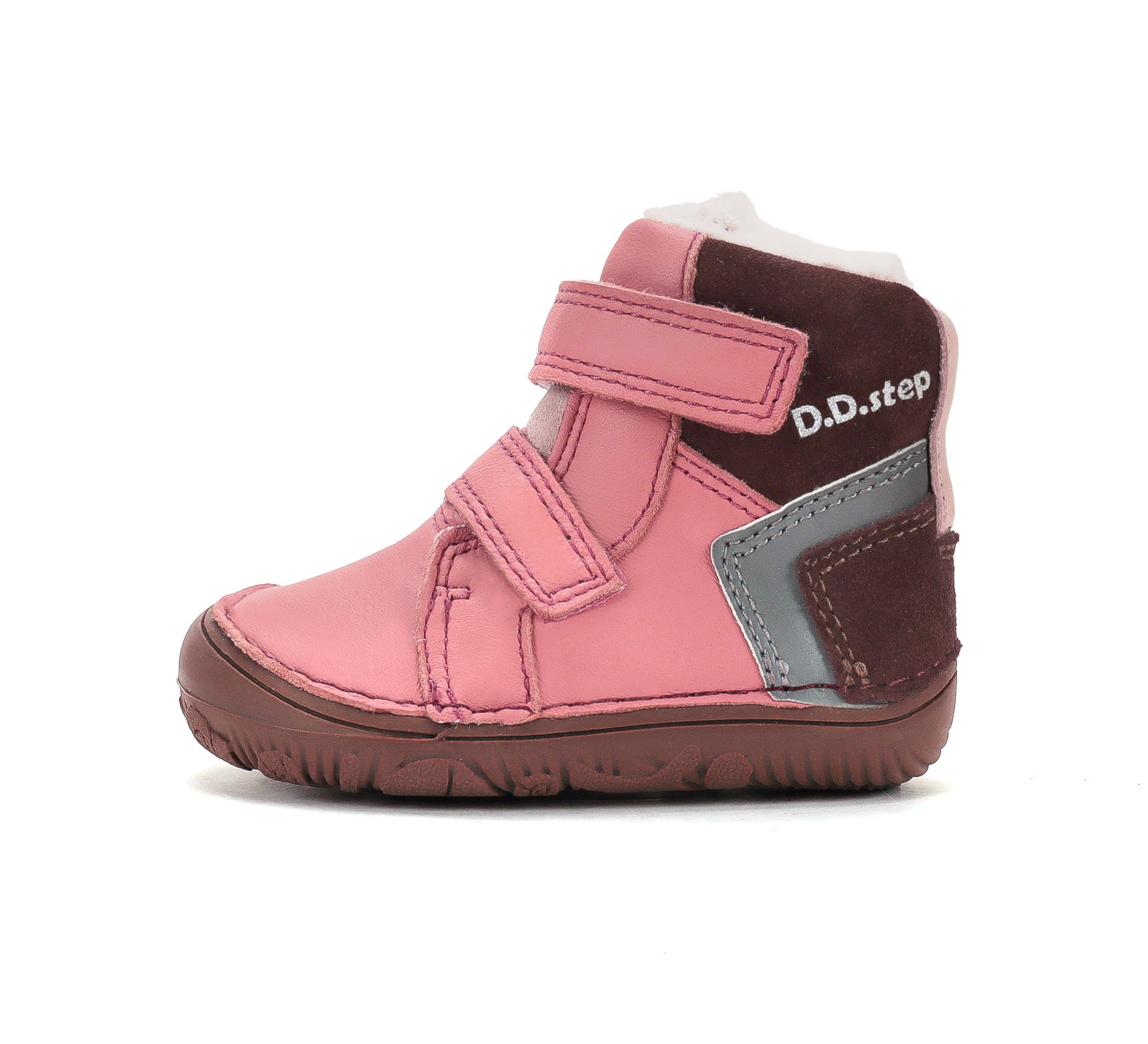 D.D.Step ghete fete Barefoot imblanite 26-31 Raspberry cu maroniu Imagine secundară a produsului