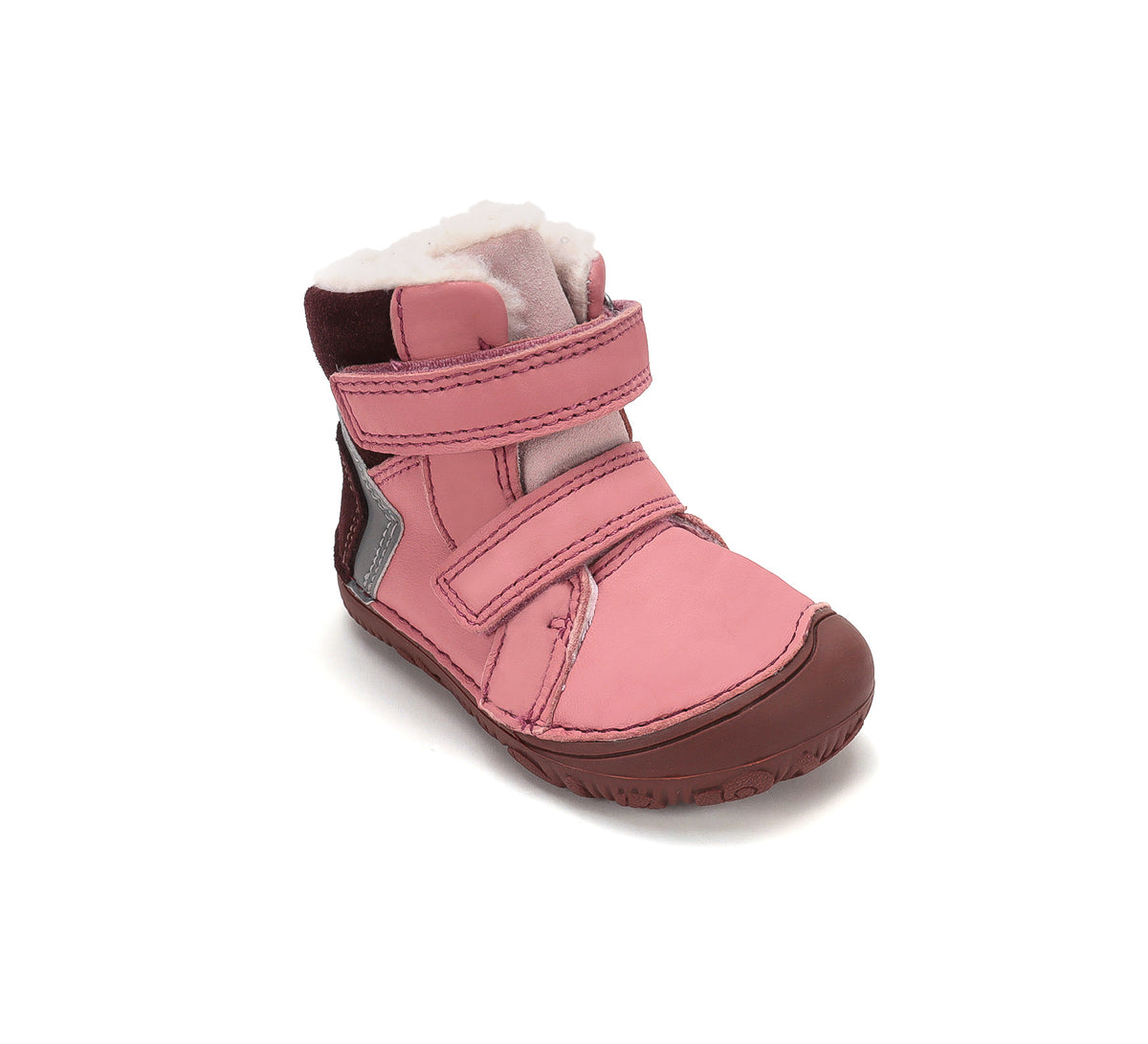 D.D.Step ghete fete Barefoot imblanite 26-31 Raspberry cu maroniu