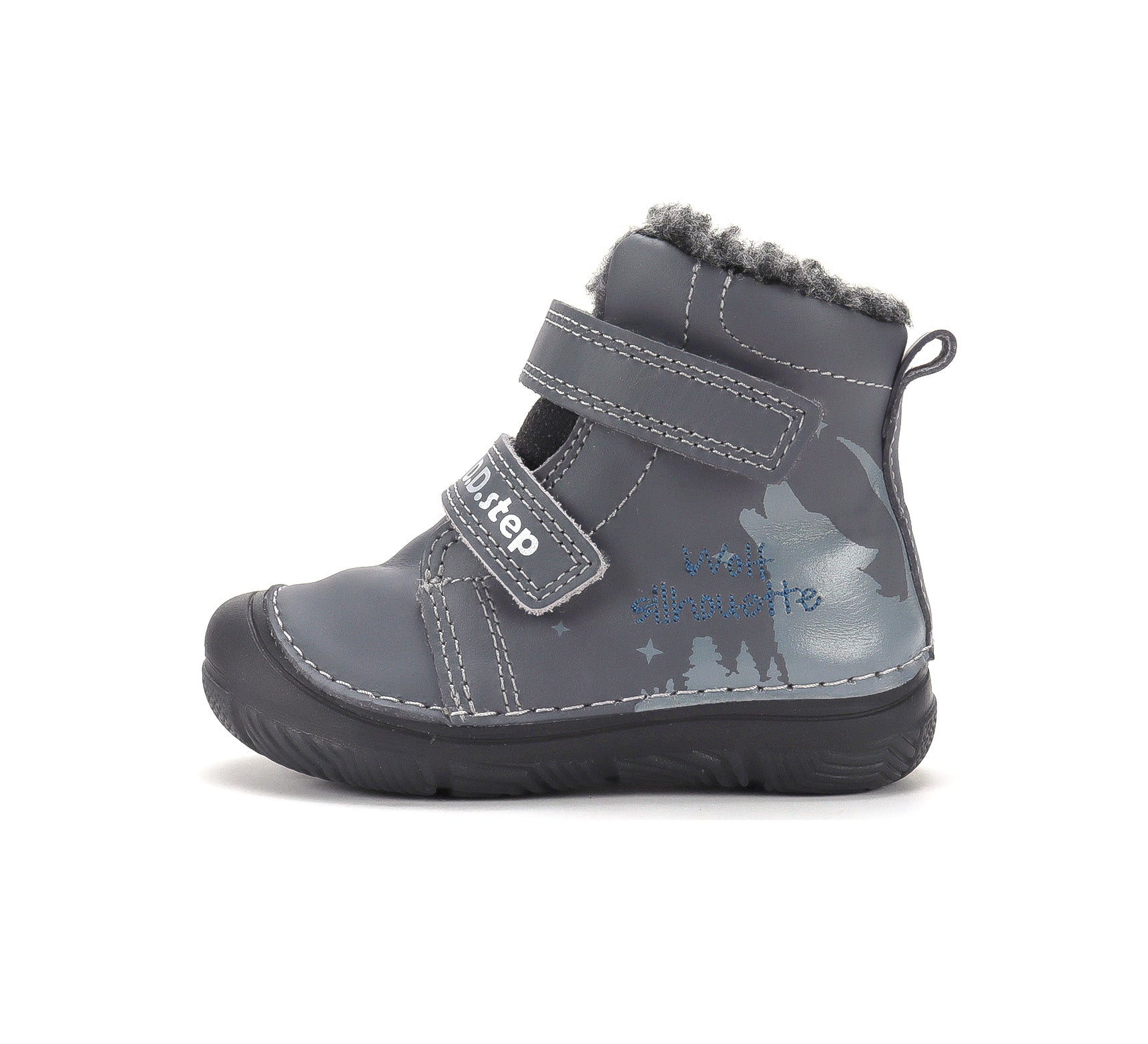 D.D.Step ghete baieti imblanite si fluorescente 20-31 Marine Grey cu lup Imagine secundară a produsului