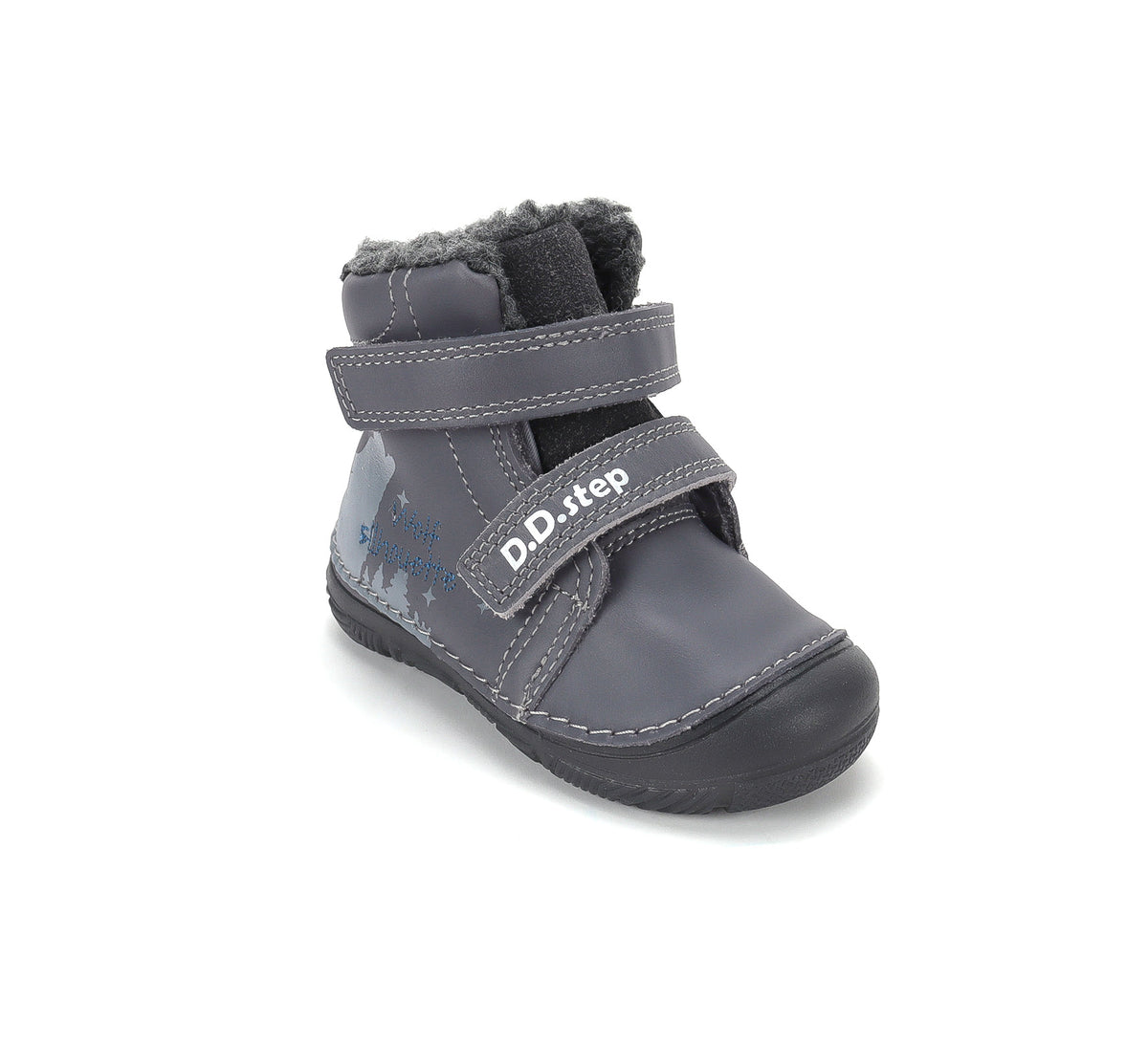 D.D.Step ghete baieti imblanite si fluorescente 20-31 Marine Grey cu lup