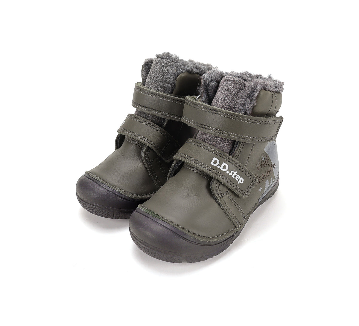 D.D.Step ghete baieti imblanite si fluorescente 20-31 Olive cu lup Imagine principală a produsului