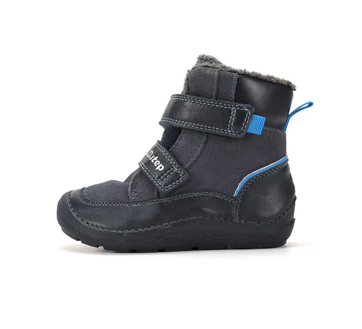 D.D.Step ghete baieti Barefoot captusite 28-33 Royal Blue cu dunga albastra