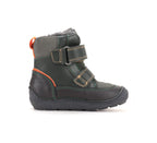 D.D.Step ghete baieti Barefoot captusite 28-33 Olive cu dunga portocalie