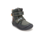 D.D.Step ghete baieti Barefoot captusite 28-33 Olive cu dunga portocalie