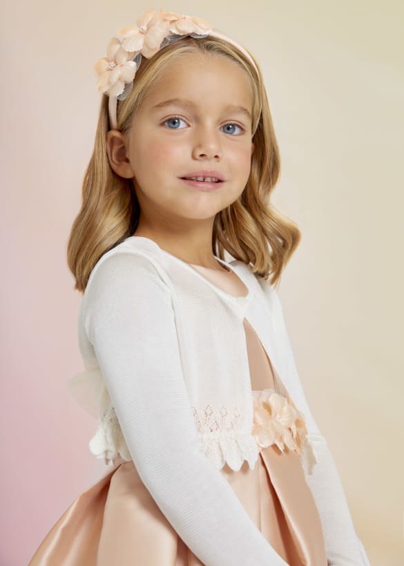 Abel&Lula bolero fete tricot cu fundita 4-14 ani, Off-white Imagine secundară a produsului