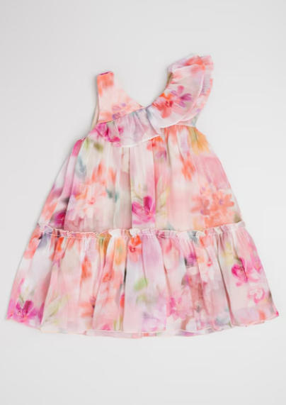 Abel&Lula rochita fete bambula cu flori 4-10 ani Coral